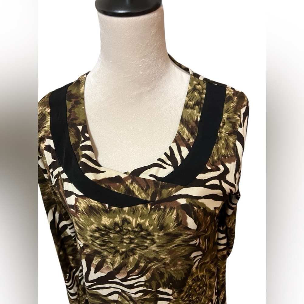Vintage Suzie Womens Animal Print Blouse Size Large Multicolor Long Sleeve - Picture 2 of 4